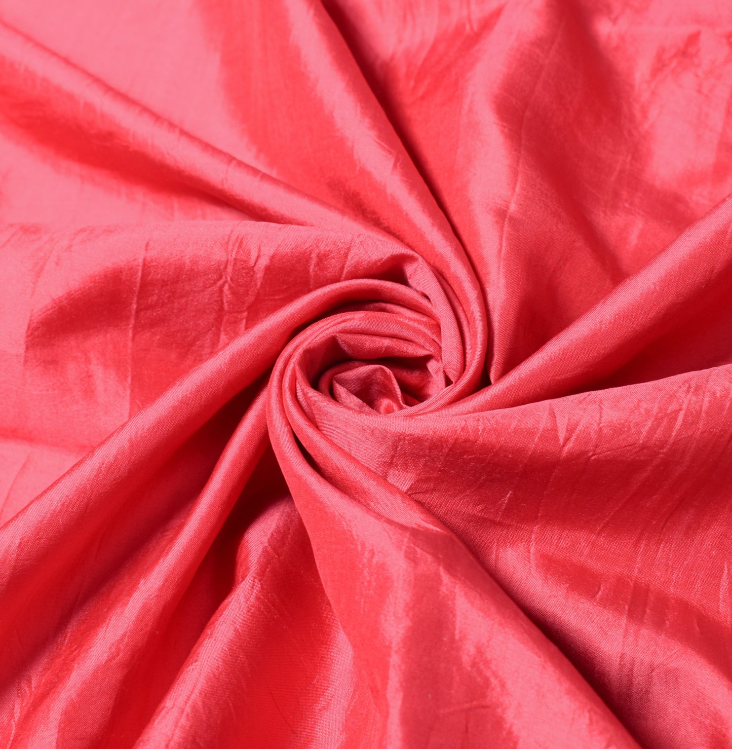 Sushila Vintage Pinkish Red Sari Remnant Scrap Pure Silk Plain Soft Craft Fabric