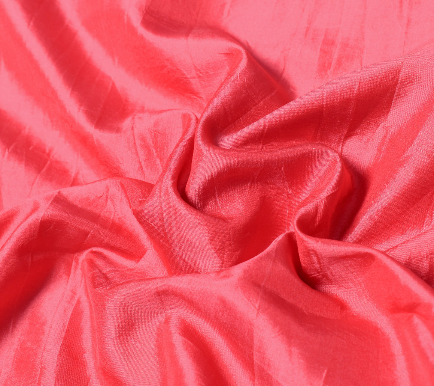 Sushila Vintage Pinkish Red Sari Remnant Scrap Pure Silk Plain Soft Craft Fabric