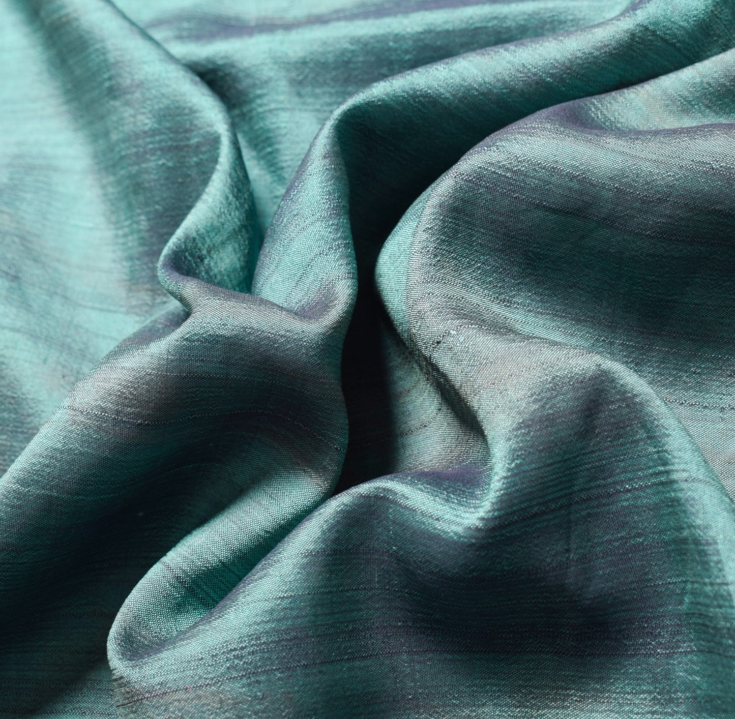 Sushila Vintage Teal Green Sari Remnant Scrap Hand Woven Pure Silk Craft Fabric