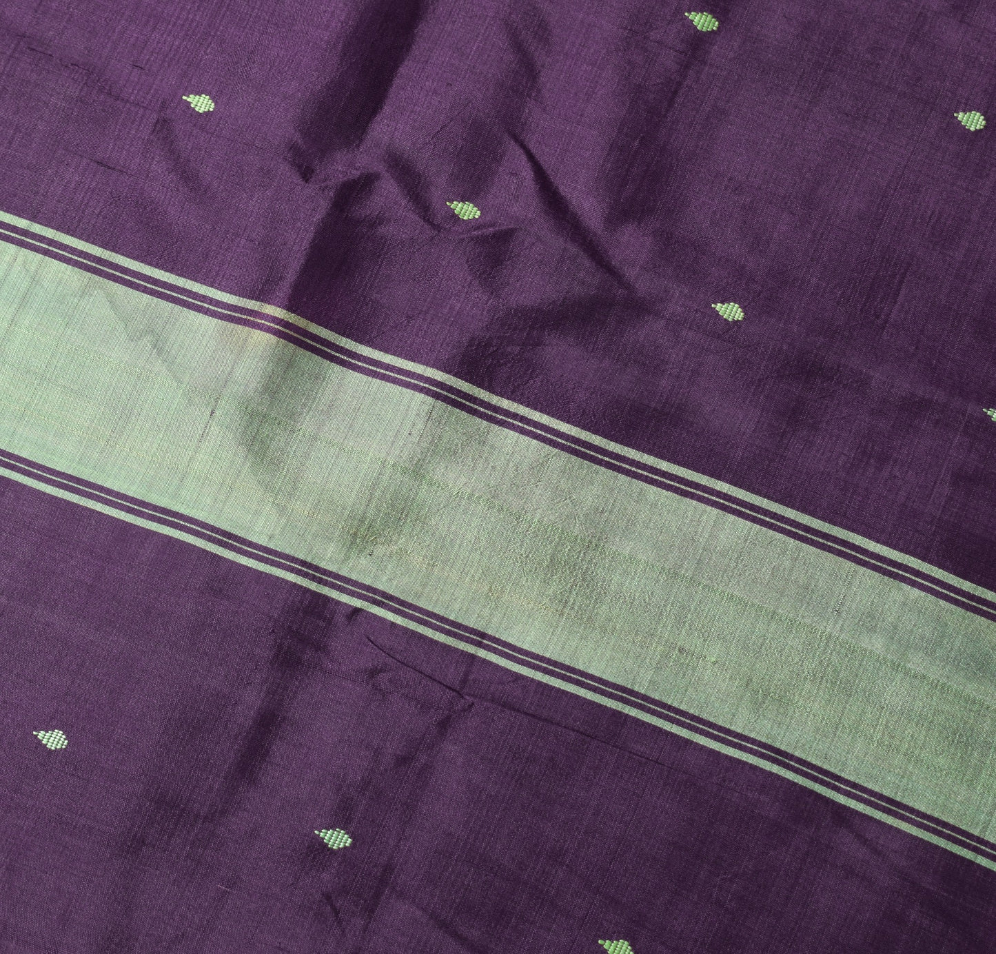 Sushila Vintage Dark Purple Sari Remnant Scrap Pure Silk Hand Woven Craft Fabric