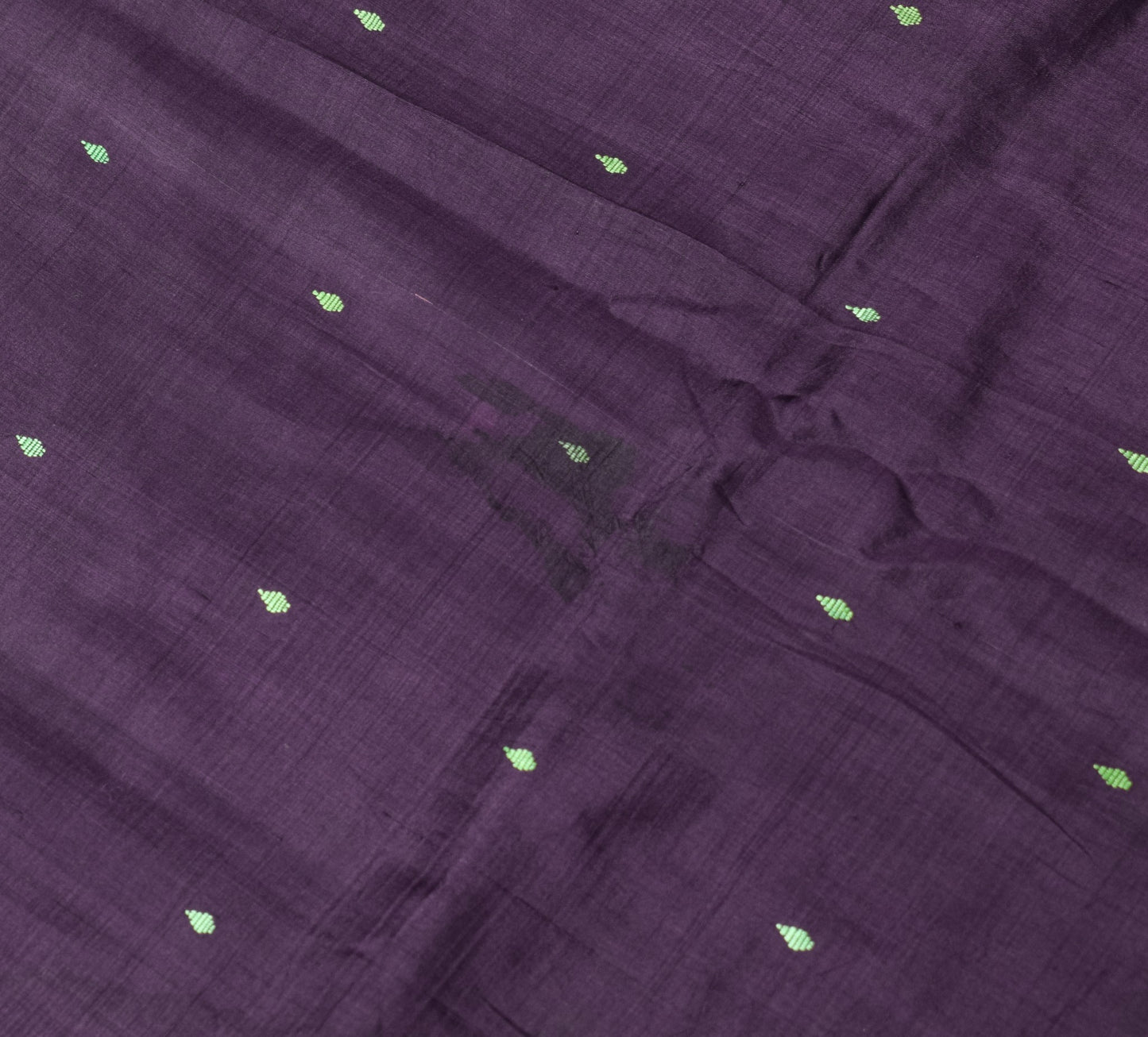 Sushila Vintage Dark Purple Sari Remnant Scrap Pure Silk Hand Woven Craft Fabric