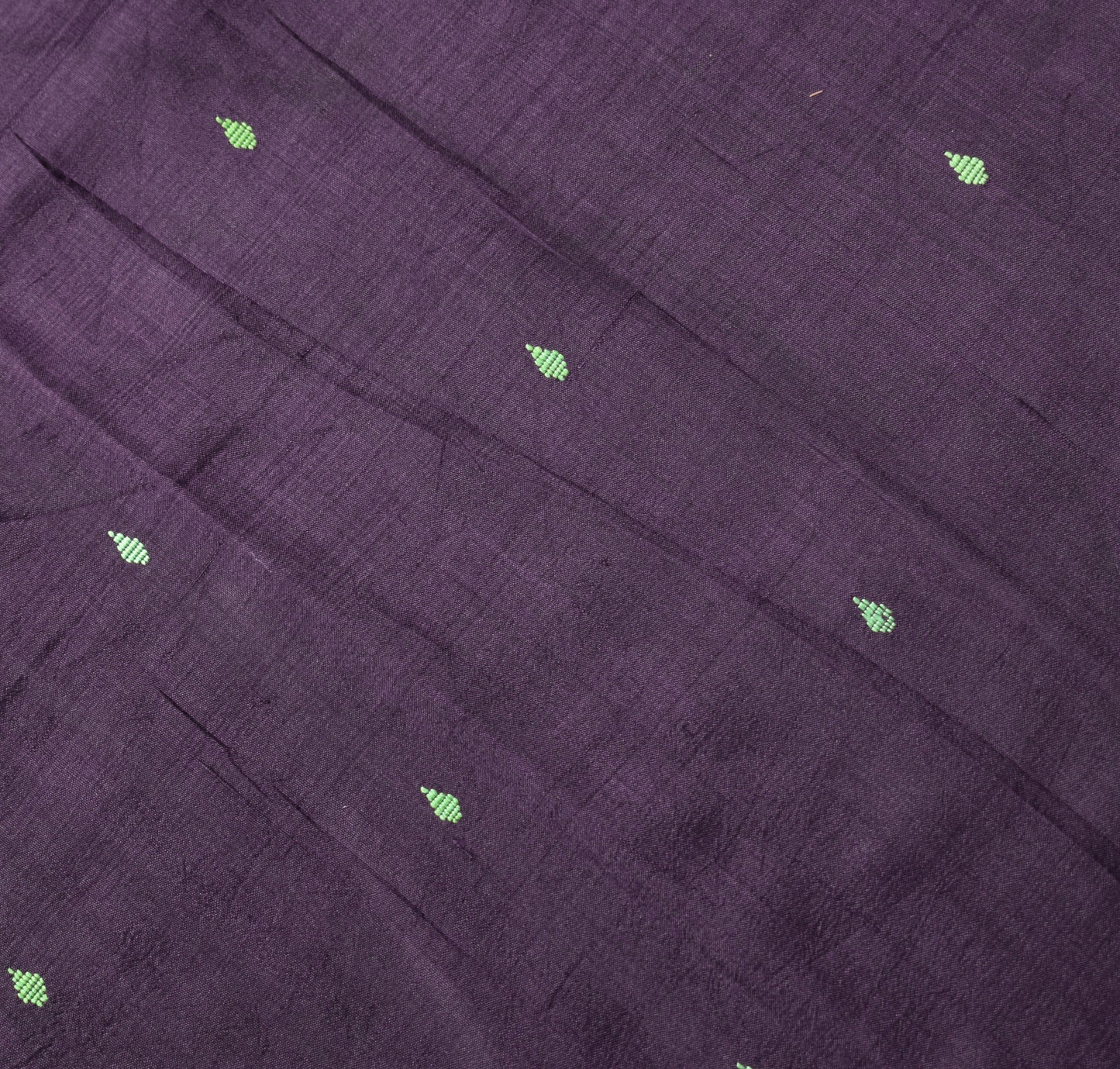 Sushila Vintage Dark Purple Sari Remnant Scrap Pure Silk Hand Woven Craft Fabric
