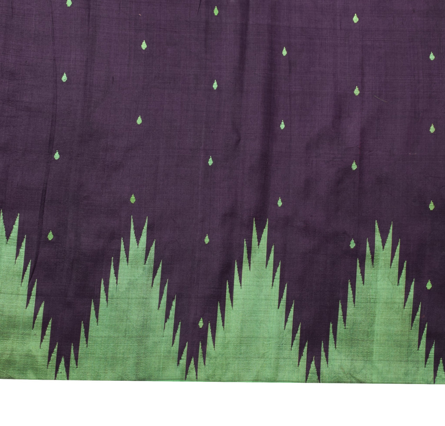 Sushila Vintage Dark Purple Sari Remnant Scrap Pure Silk Hand Woven Craft Fabric