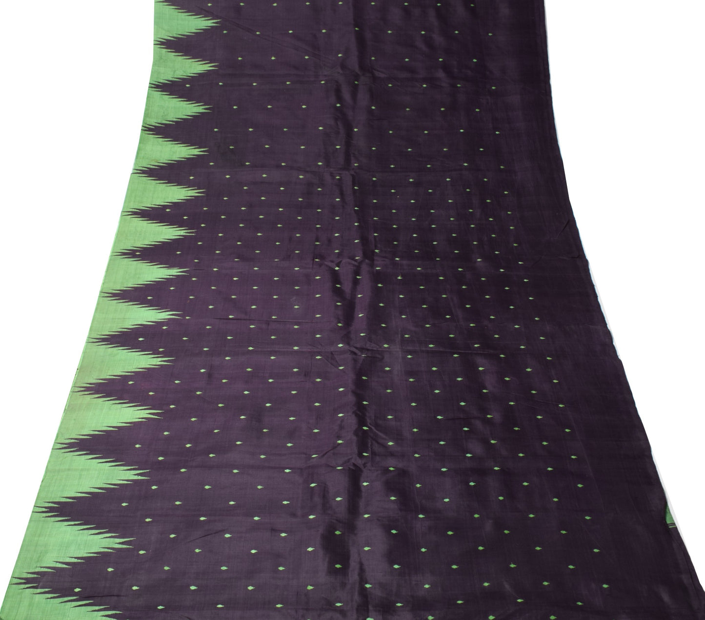 Sushila Vintage Dark Purple Sari Remnant Scrap Pure Silk Hand Woven Craft Fabric