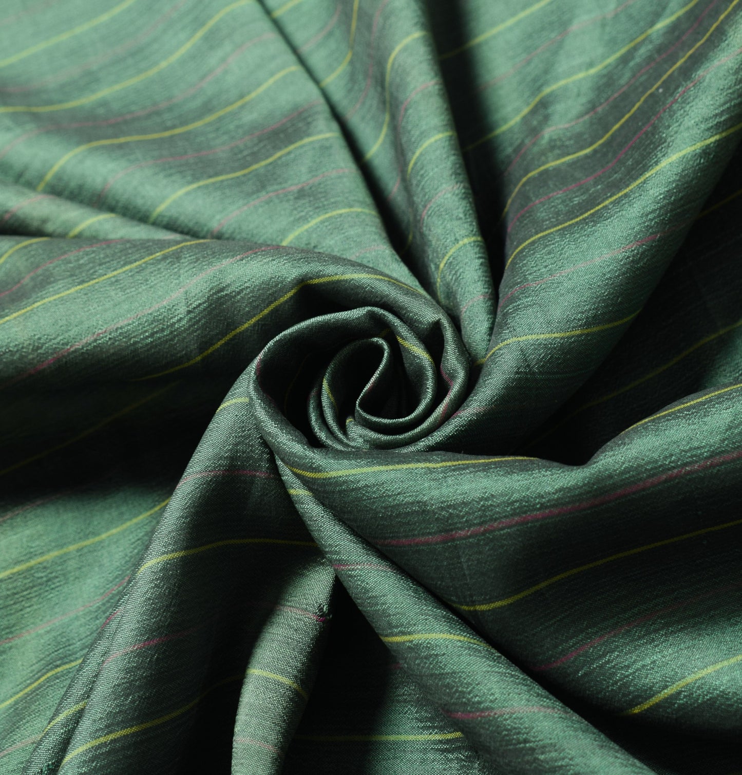 Sushila Vintage Dark Green Sari Remnant Scrap Woven Soft  Pure Silk Craft Fabric