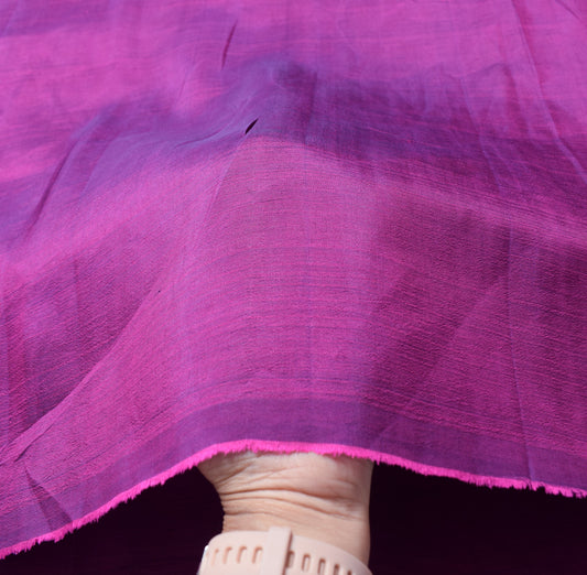 Sushila Vintage Magenta Sari Remnant Scrap Dual Tone Pure Silk 5YD Craft Fabric