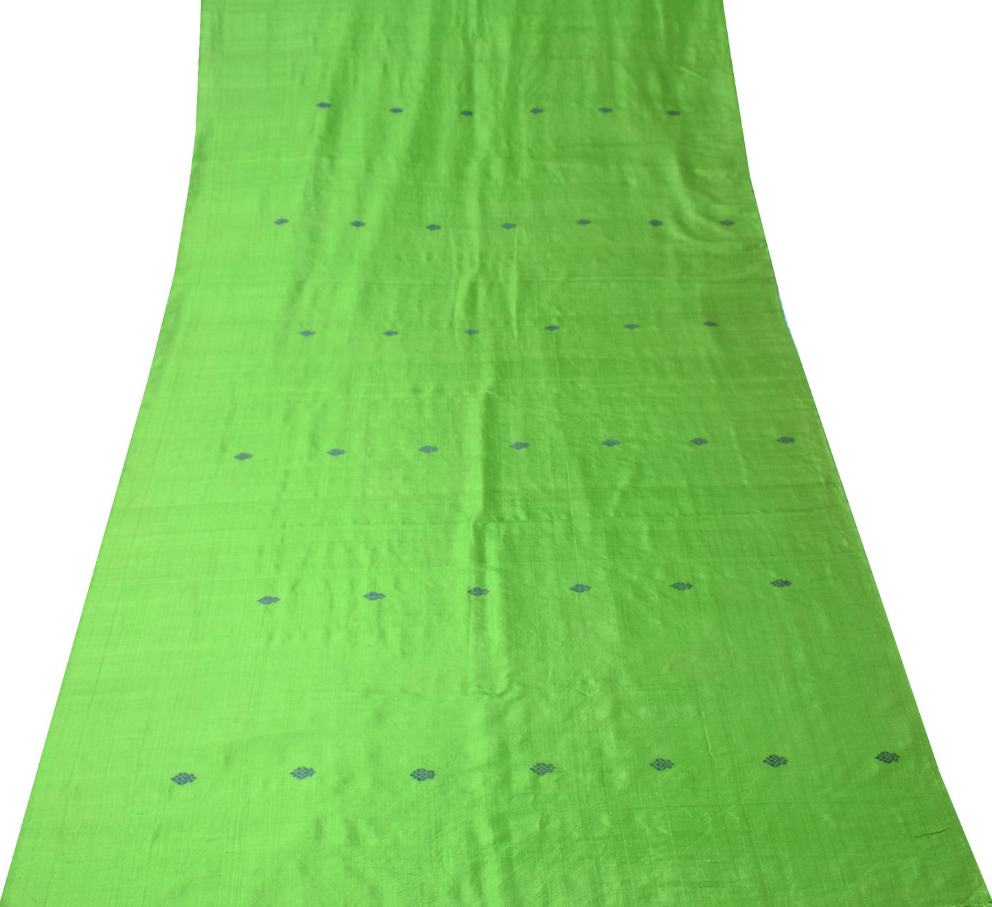 Sushila Vintage Floral Woven Sari Remnant Scrap Green Pure Silk 4YD Craft Fabric