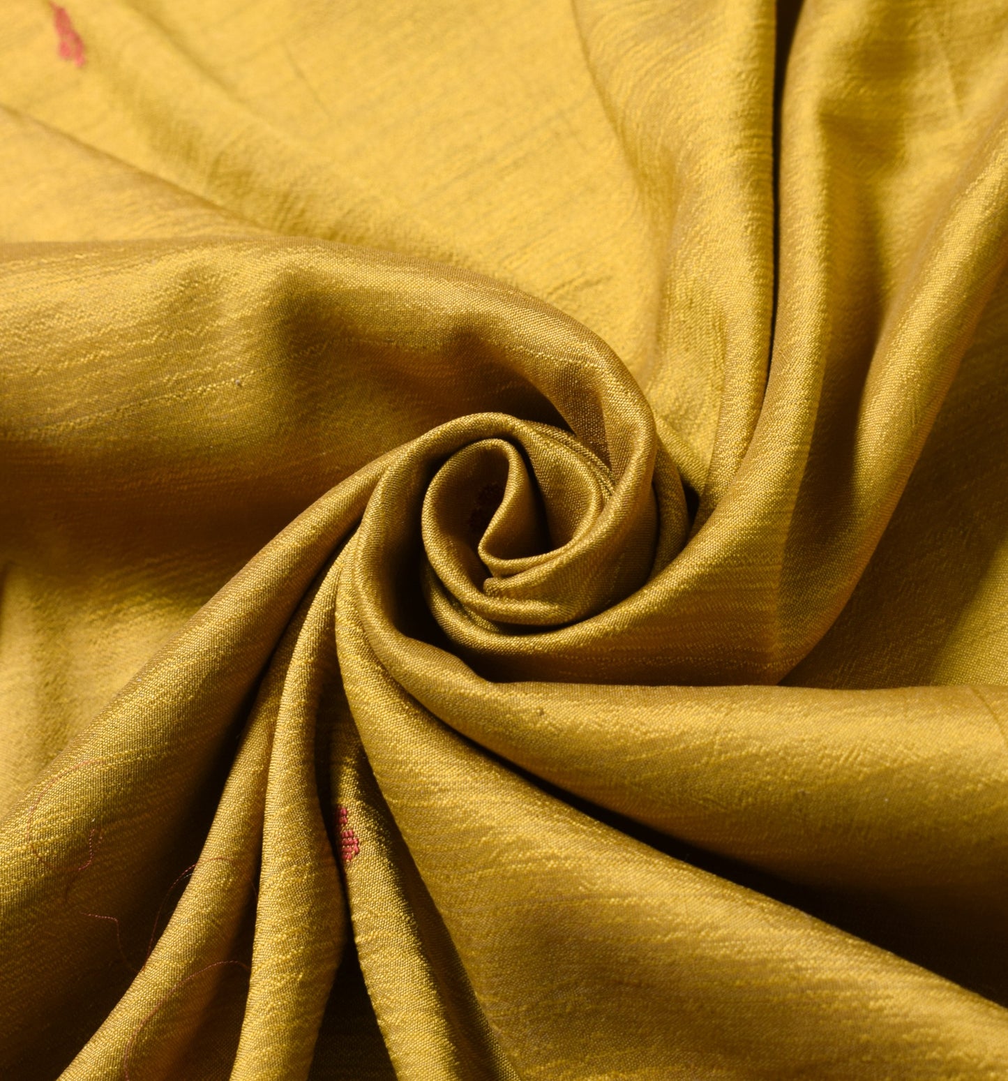 Sushila Vintage Mustard Sari Remnant Scrap Hand Woven Pure Silk 4Yd Craft Fabric