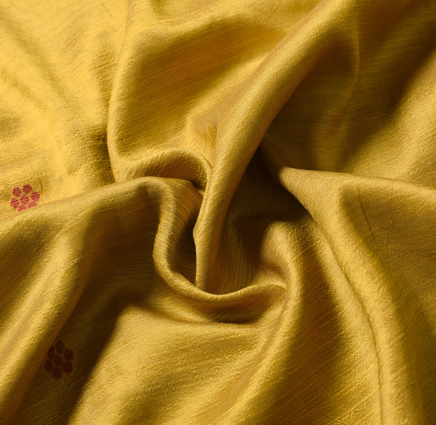 Sushila Vintage Mustard Sari Remnant Scrap Hand Woven Pure Silk 4Yd Craft Fabric