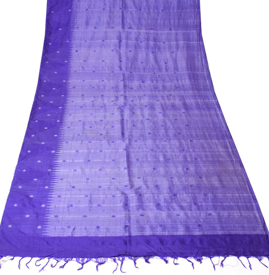Sushila Vintage Purple Sari Remnant Scrap Hand Woven Soft Pure Silk Craft Fabric