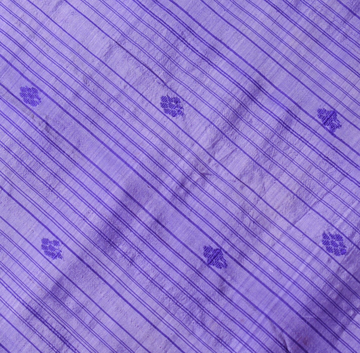 Sushila Vintage Purple Sari Remnant Scrap Hand Woven Soft Pure Silk Craft Fabric