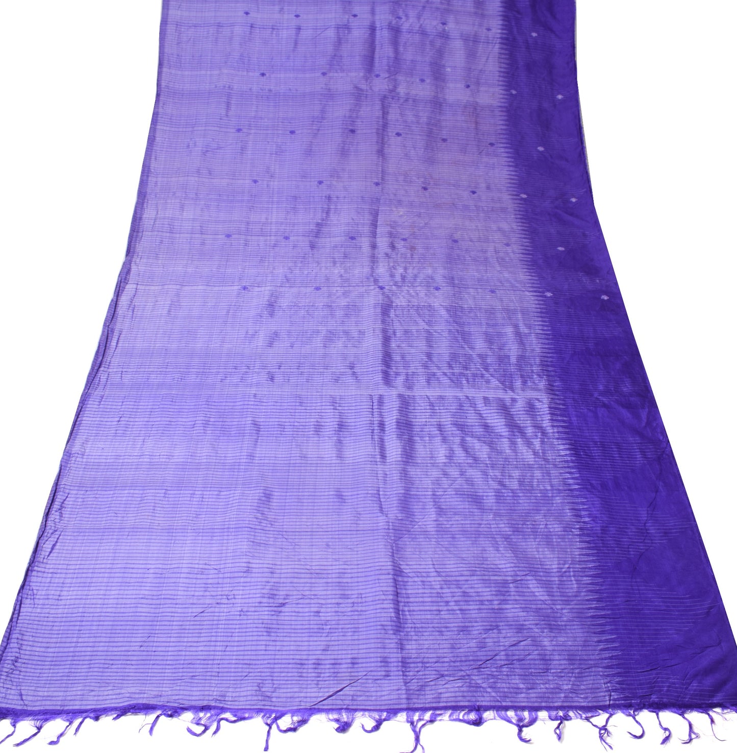 Sushila Vintage Purple Sari Remnant Scrap Hand Woven Soft Pure Silk Craft Fabric