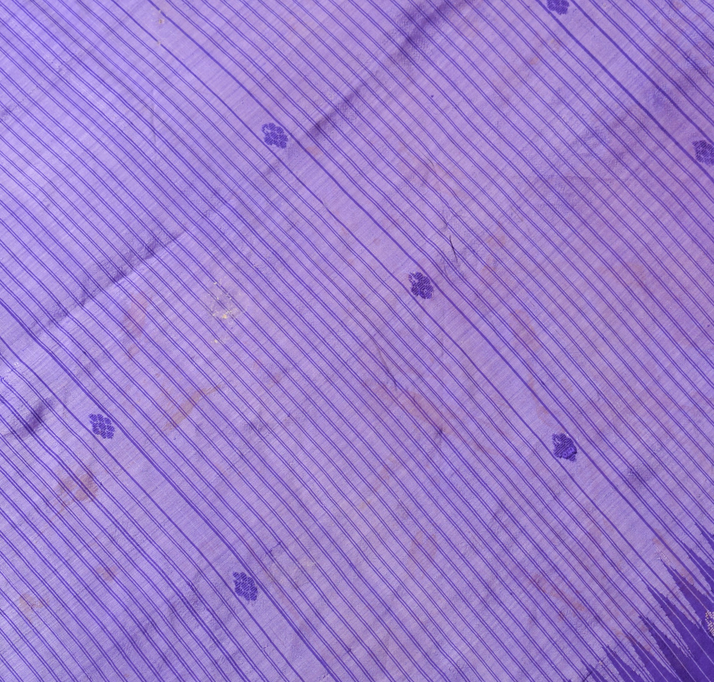 Sushila Vintage Purple Sari Remnant Scrap Hand Woven Soft Pure Silk Craft Fabric