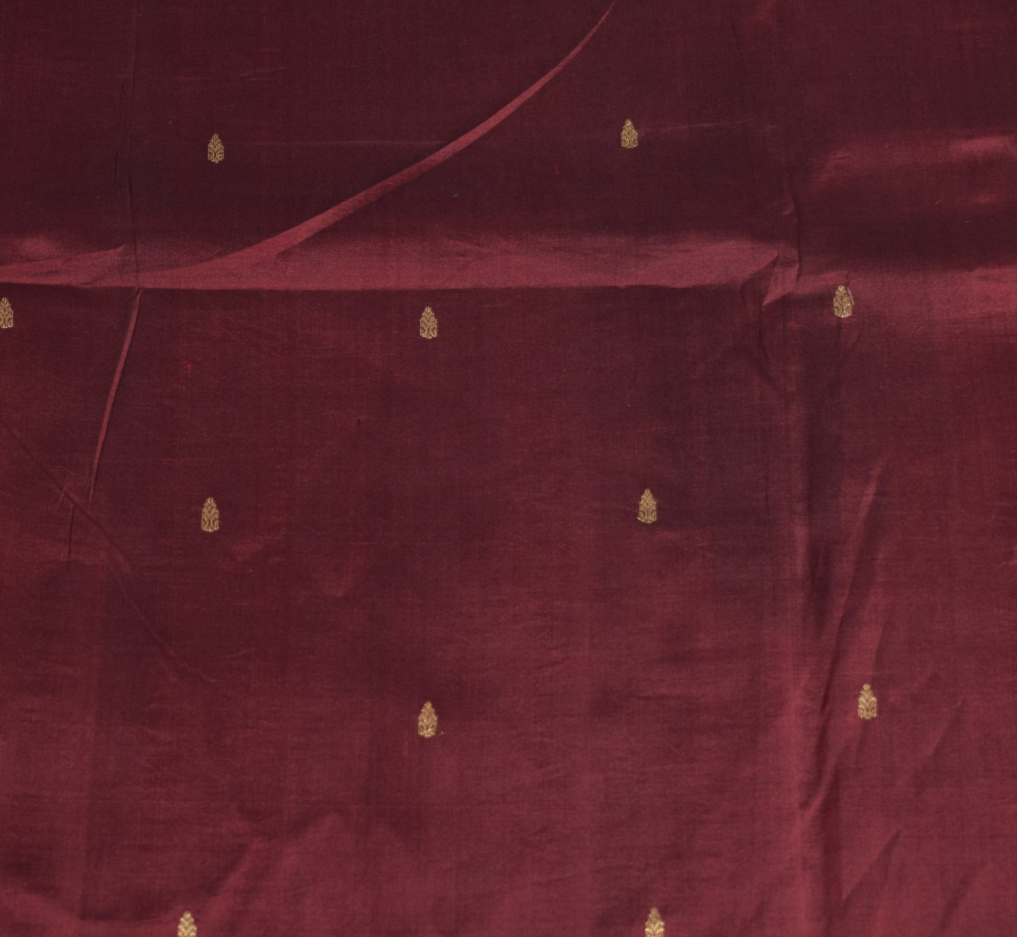 Sushila Vintage Maroon Sari Remnant Scrap Brocade Pure South Silk Craft Fabric