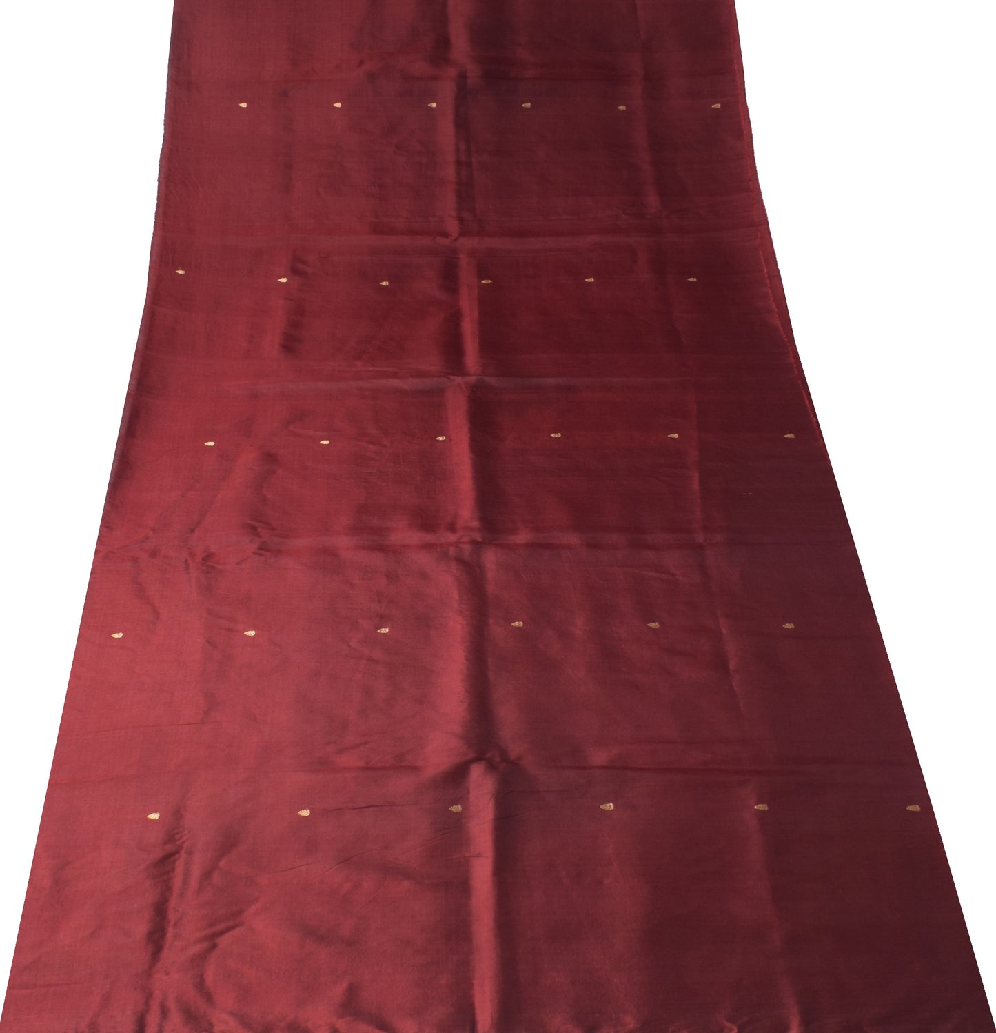 Sushila Vintage Maroon Sari Remnant Scrap Brocade Pure South Silk Craft Fabric