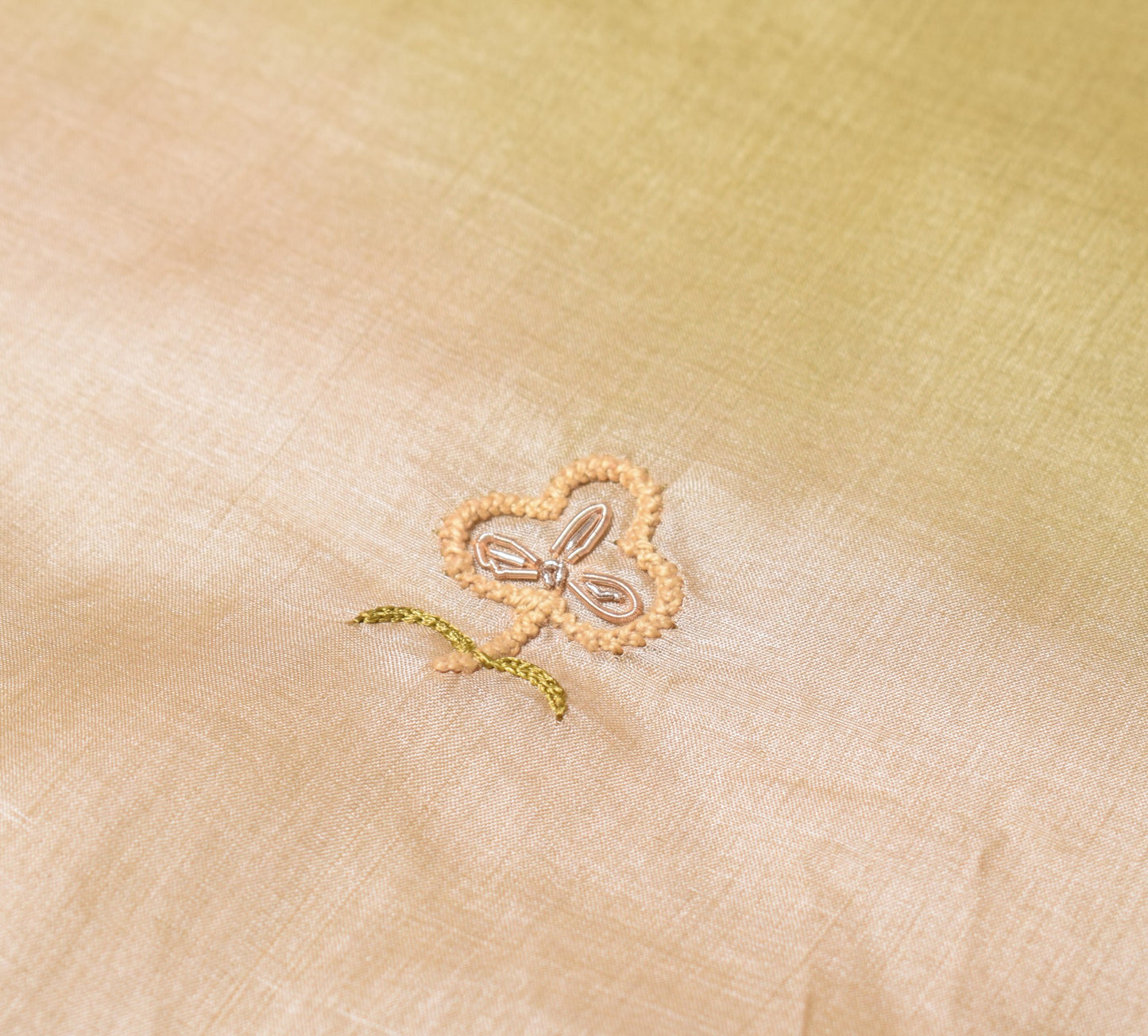 Sushila Vintage Pure Tussar Silk Sari Remnant Scrap Embroidered Craft Fabric