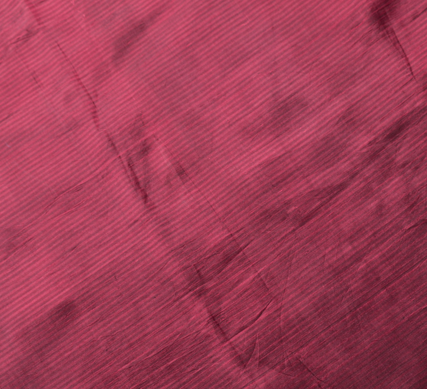 Sushila Vintage Maroon Sari Remnant Scrap Stripes woven Pure Silk Craft Fabric
