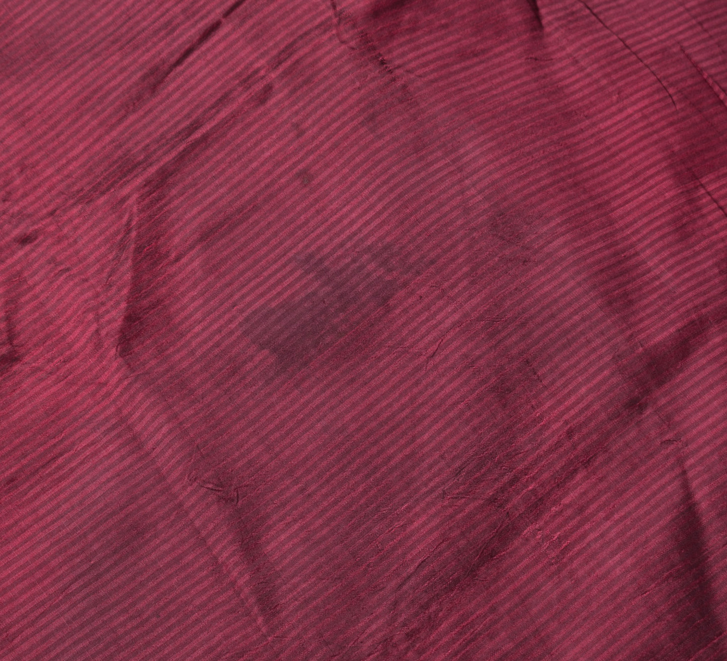 Sushila Vintage Maroon Sari Remnant Scrap Stripes woven Pure Silk Craft Fabric