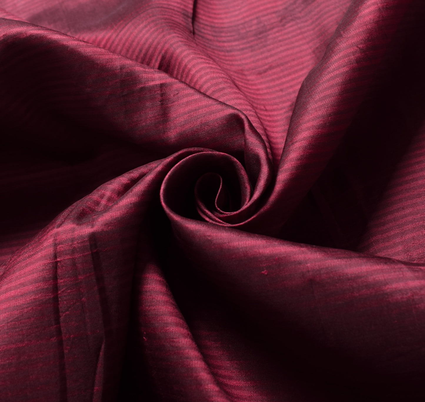 Sushila Vintage Maroon Sari Remnant Scrap Stripes woven Pure Silk Craft Fabric
