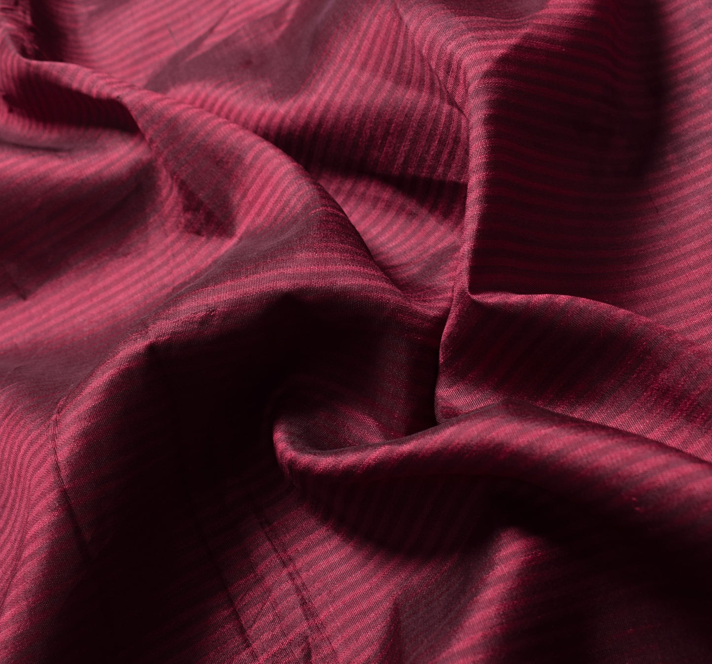 Sushila Vintage Maroon Sari Remnant Scrap Stripes woven Pure Silk Craft Fabric
