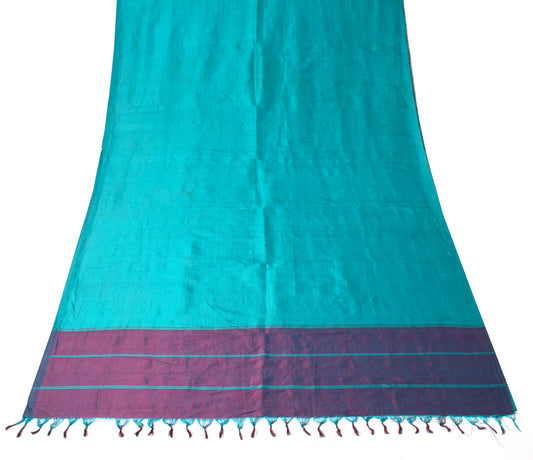 Sushila Vintage Teal Blue Sari Remnant Scrap MultiPurpose Pure Silk Craft Fabric