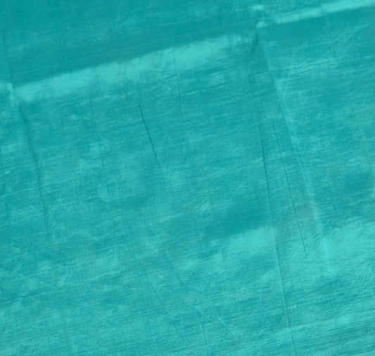 Sushila Vintage Teal Blue Sari Remnant Scrap MultiPurpose Pure Silk Craft Fabric