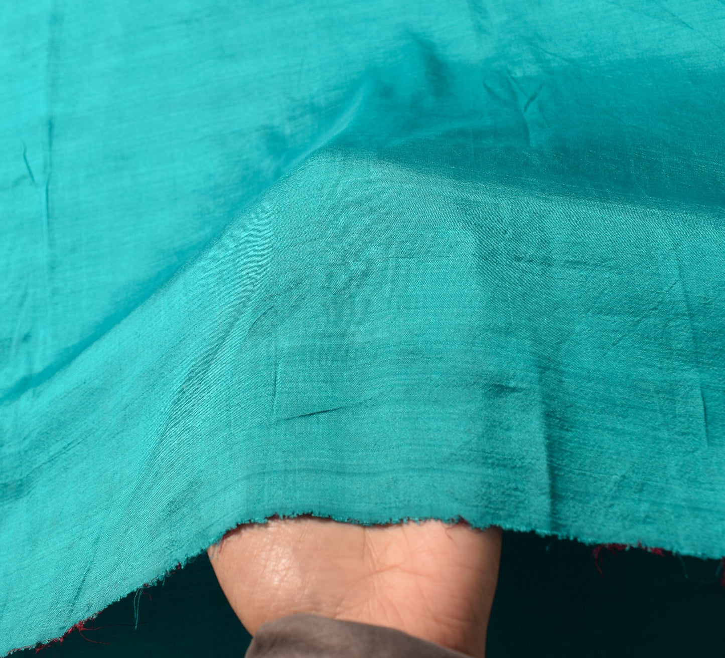 Sushila Vintage Teal Blue Sari Remnant Scrap MultiPurpose Pure Silk Craft Fabric