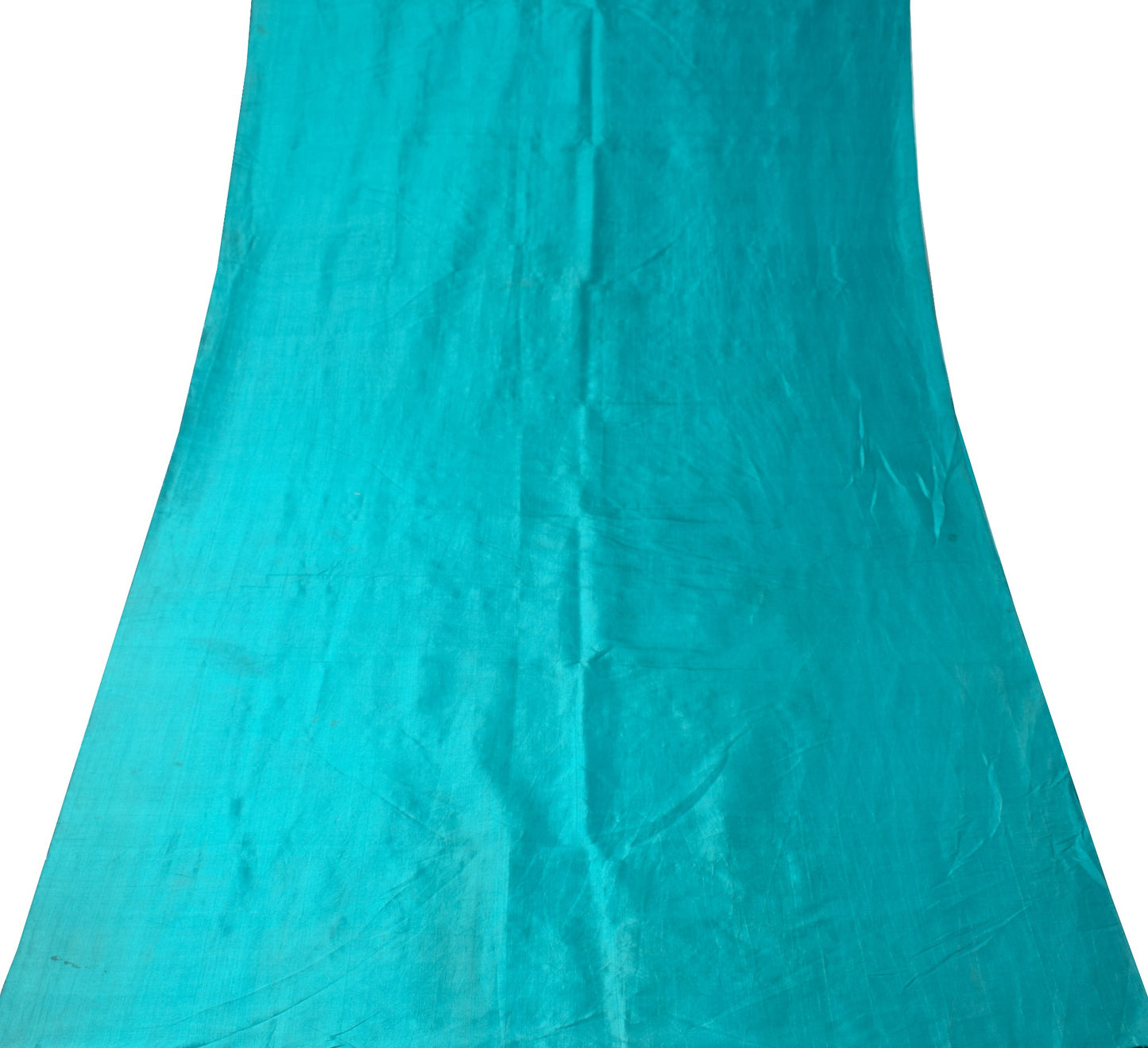 Sushila Vintage Teal Blue Sari Remnant Scrap MultiPurpose Pure Silk Craft Fabric