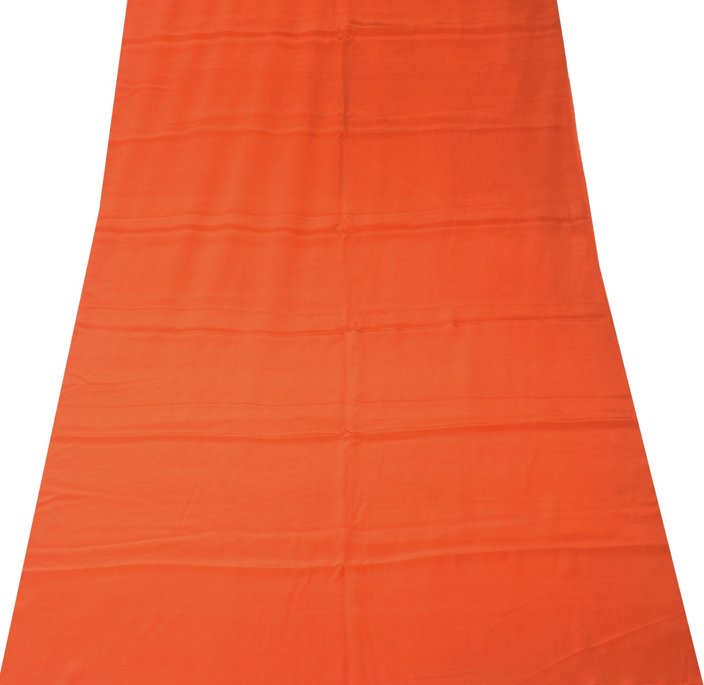 Sushila Vintage Orange Sari Remnant Scrap Pure CrepeSilk Plain Soft Craft Fabric
