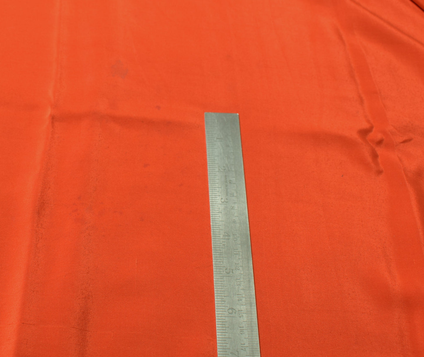 Sushila Vintage Orange Sari Remnant Scrap Pure CrepeSilk Plain Soft Craft Fabric