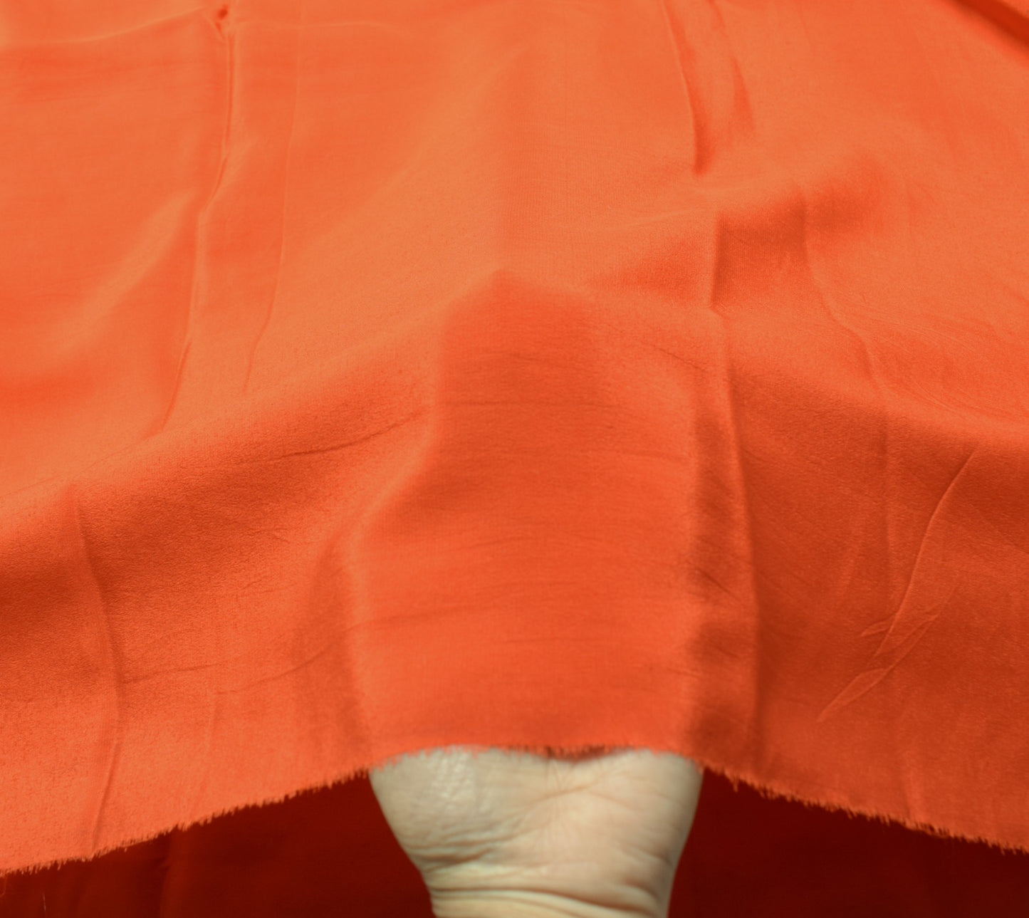 Sushila Vintage Orange Sari Remnant Scrap Pure CrepeSilk Plain Soft Craft Fabric
