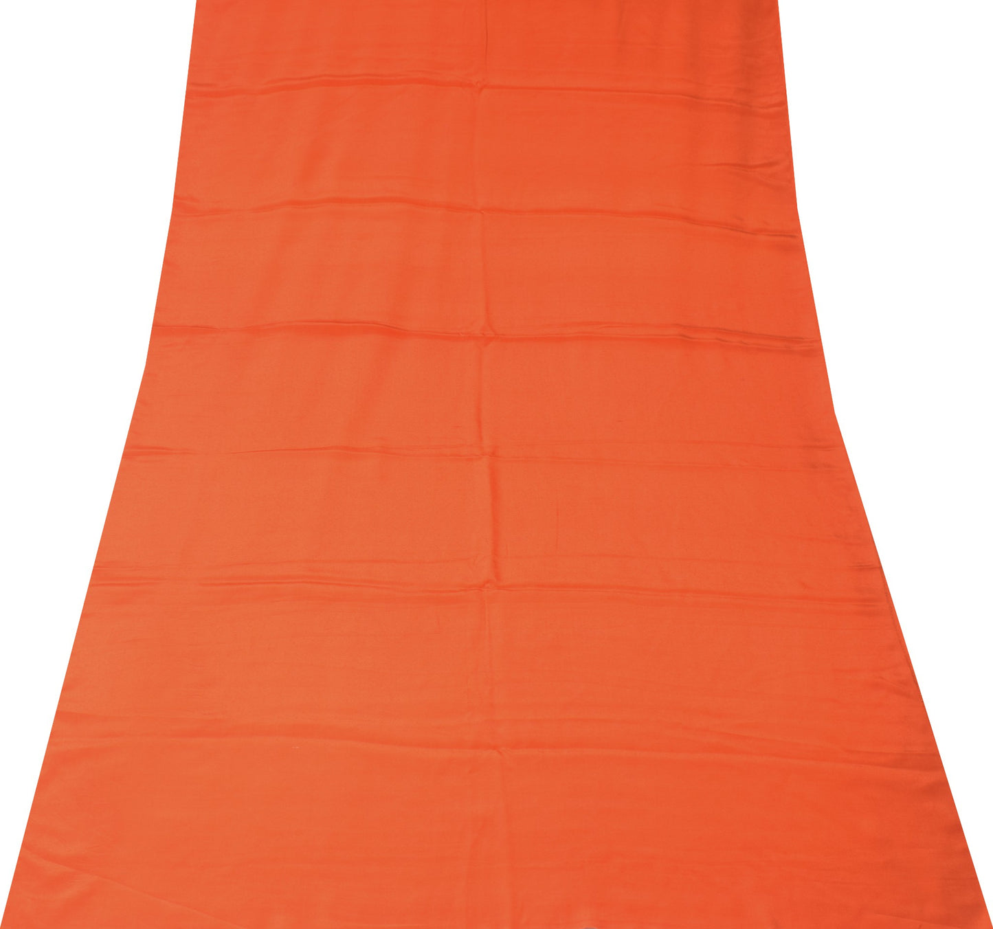 Sushila Vintage Orange Sari Remnant Scrap Pure CrepeSilk Plain Soft Craft Fabric