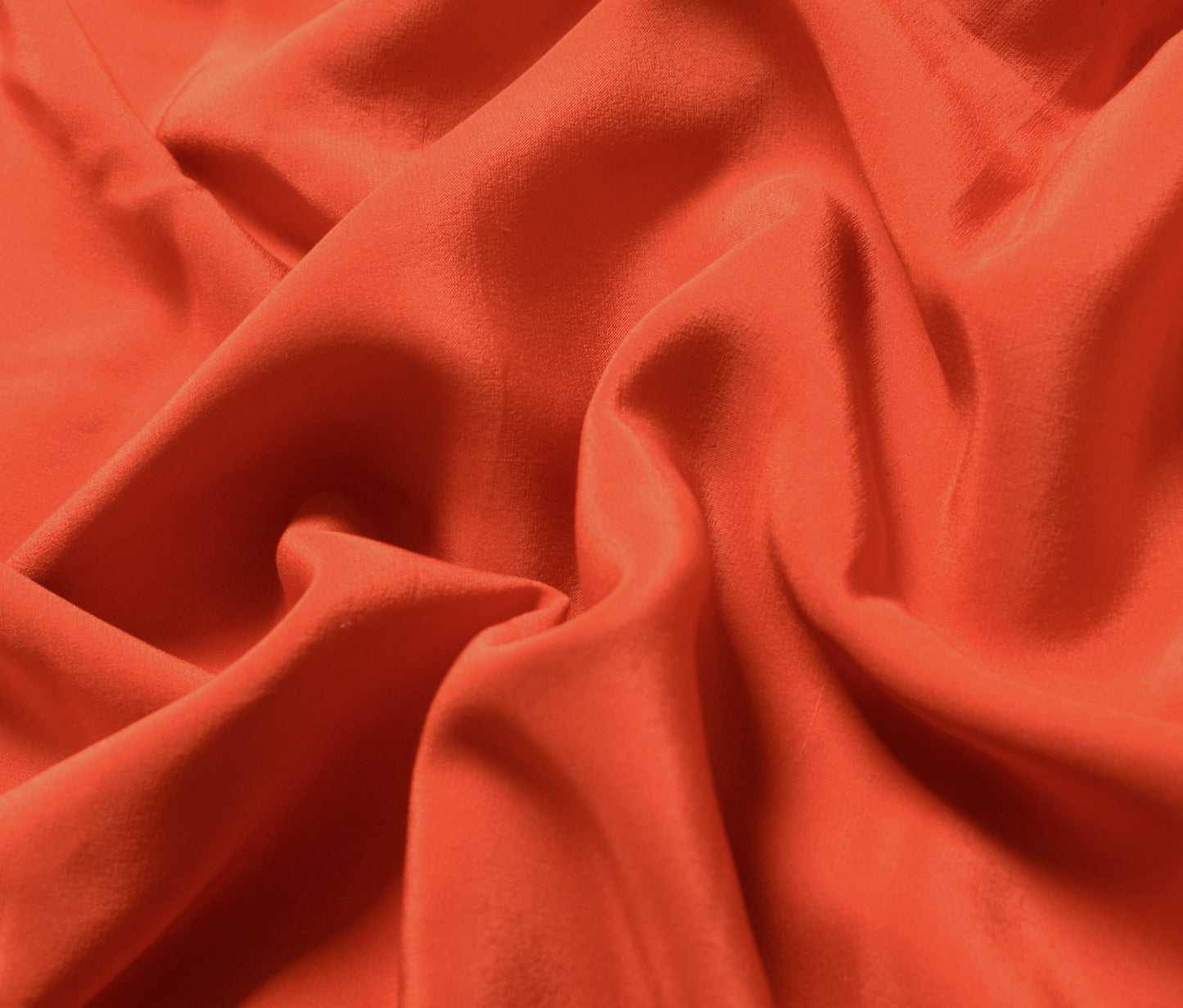 Sushila Vintage Orange Sari Remnant Scrap Pure CrepeSilk Plain Soft Craft Fabric