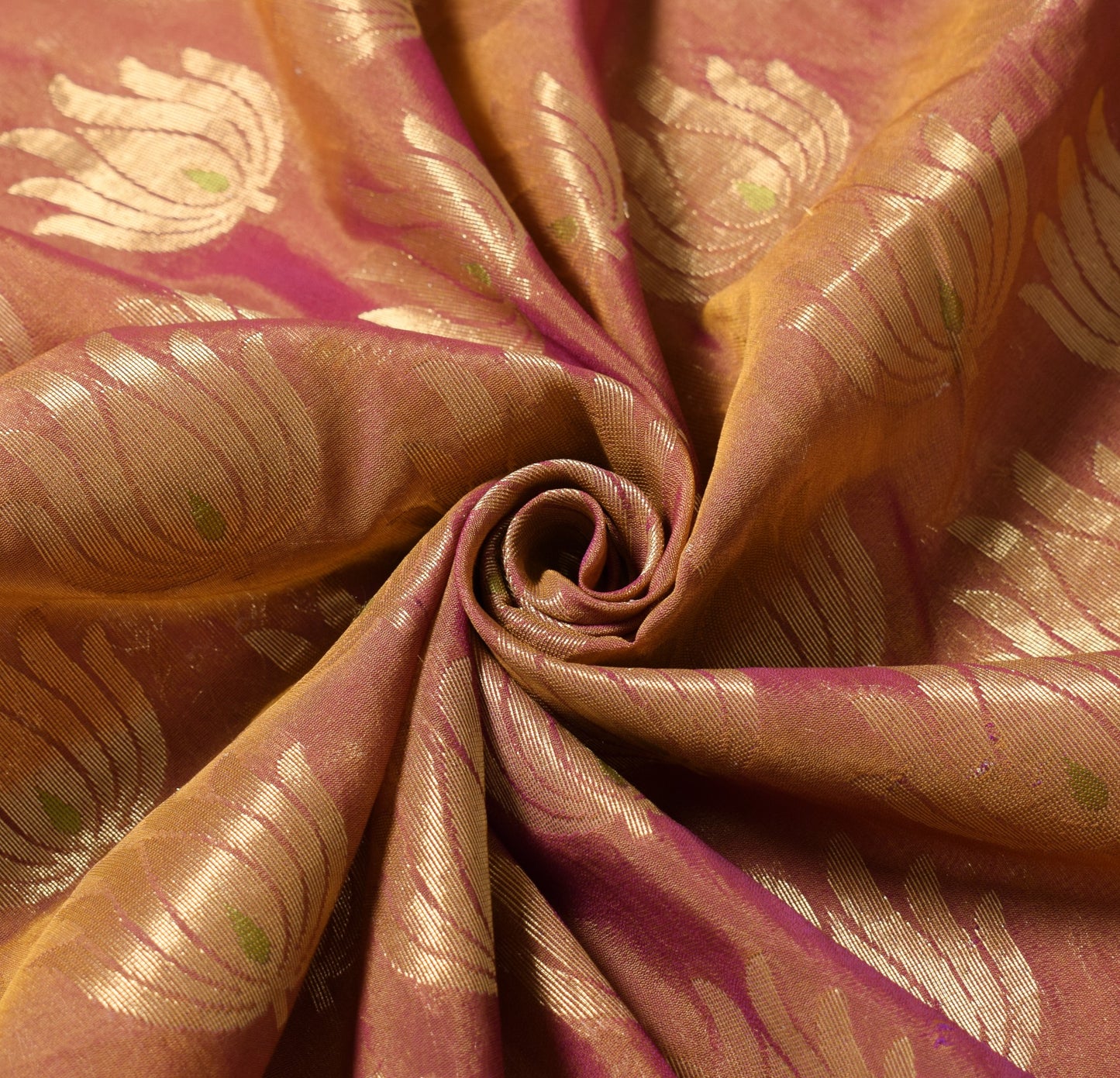 Sushila Vintage Zari Brocade Sari Remnant Scrap Pure Silk Dual Tone Craft Fabric