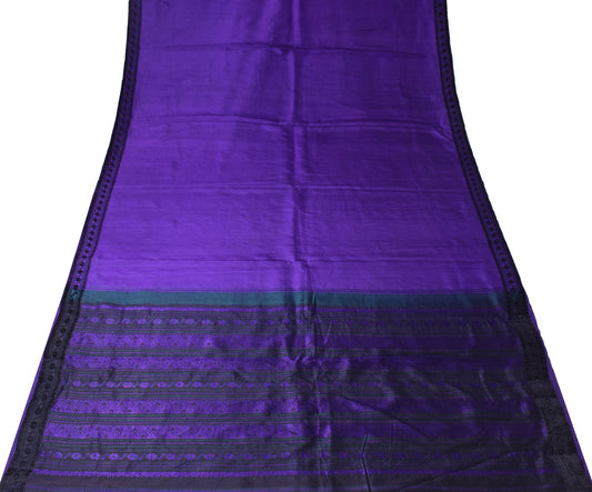 Sushila Vintage Hand Woven Sari Remnant Scrap Purple Pure Silk 5YD Craft Fabric
