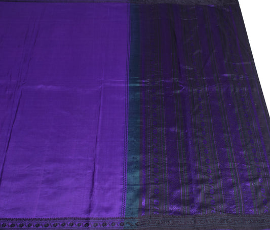 Sushila Vintage Hand Woven Sari Remnant Scrap Purple Pure Silk 5YD Craft Fabric