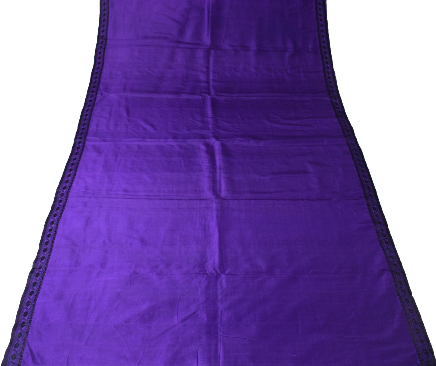 Sushila Vintage Hand Woven Sari Remnant Scrap Purple Pure Silk 5YD Craft Fabric