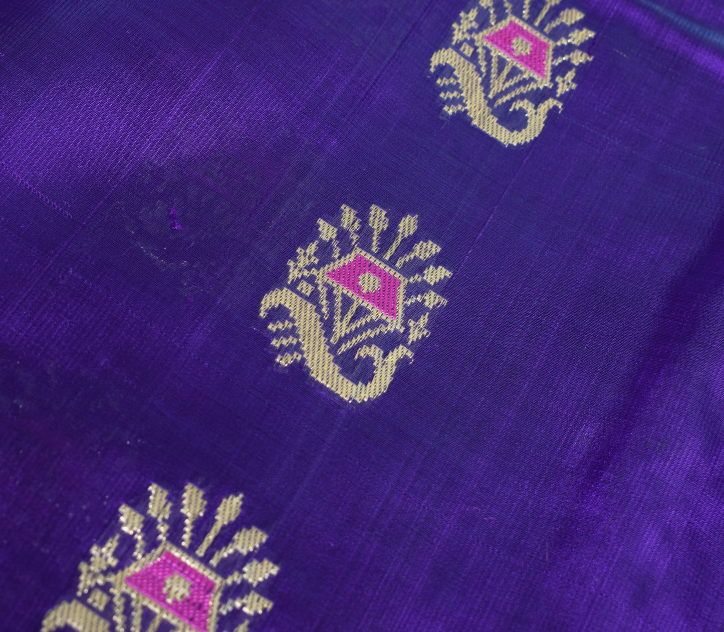 Sushila Vintage Purple Sari Remnant Scrap Banarasi Brocade Satin Craft Fabric