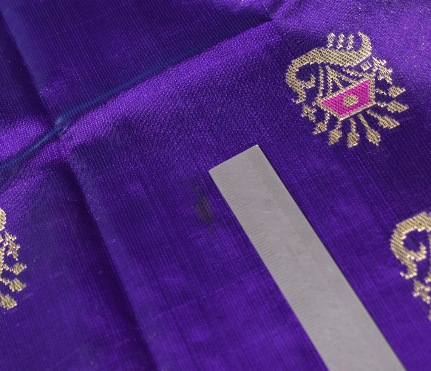 Sushila Vintage Purple Sari Remnant Scrap Banarasi Brocade Satin Craft Fabric