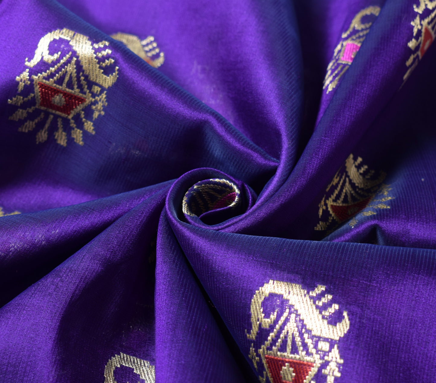 Sushila Vintage Purple Sari Remnant Scrap Banarasi Brocade Satin Craft Fabric