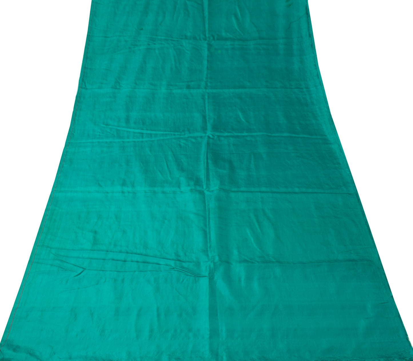 Sushila Vintage Teal Green Sari Remnant Scrap 5 Yard Pure Silk Soft Craft Fabric