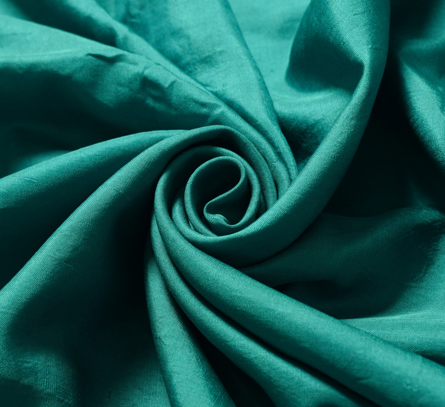 Sushila Vintage Teal Green Sari Remnant Scrap 5 Yard Pure Silk Soft Craft Fabric