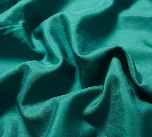 Sushila Vintage Teal Green Sari Remnant Scrap 5 Yard Pure Silk Soft Craft Fabric