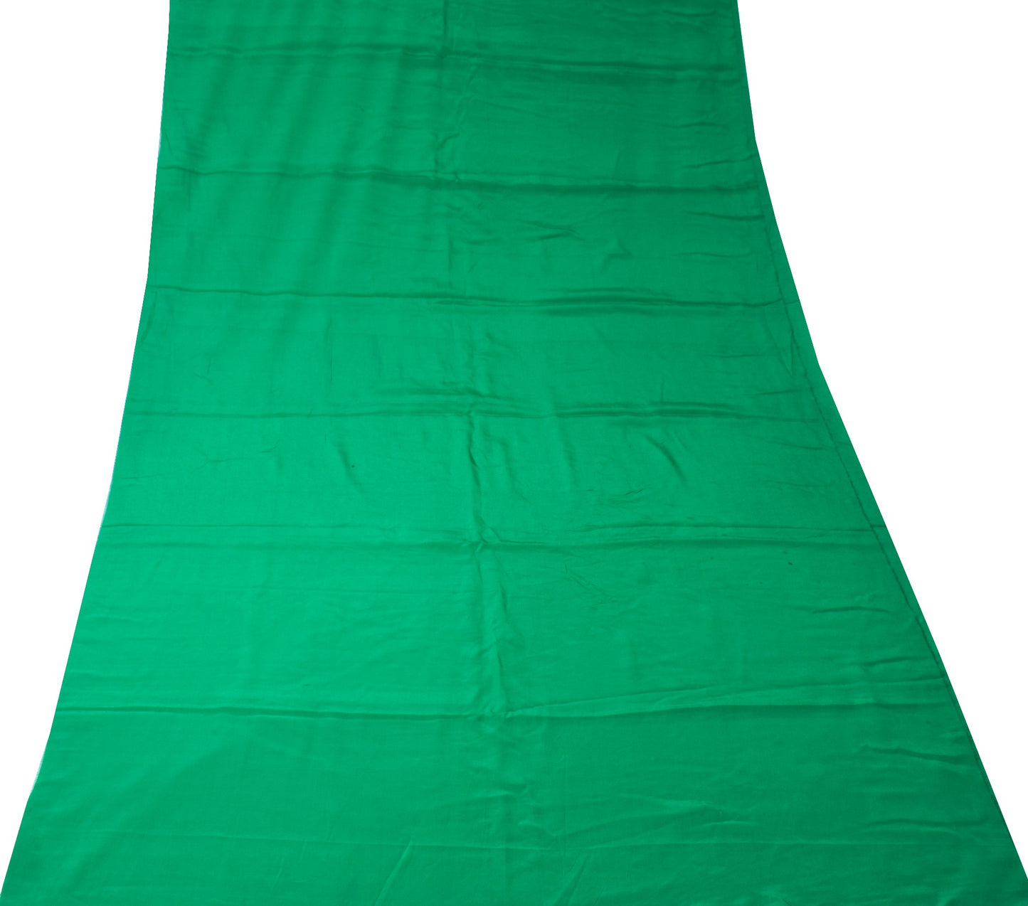 Sushila Vintage Green Sari Remnant Scrap Pure Crepe Silk 4Yard Soft Craft Fabric