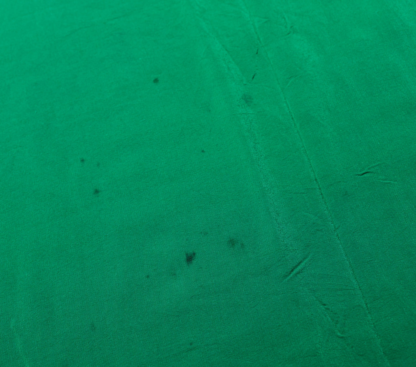 Sushila Vintage Green Sari Remnant Scrap Pure Crepe Silk 4Yard Soft Craft Fabric