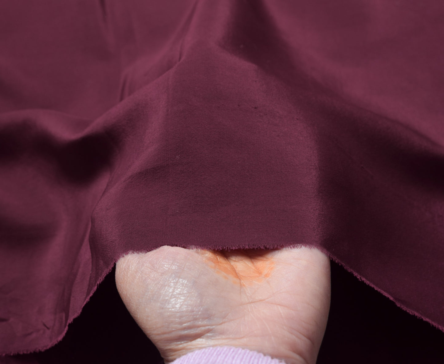 Sushila Vintage Burgundy Sari Remnant Scrap Pure Crepe Silk Soft 4YDCraft Fabric