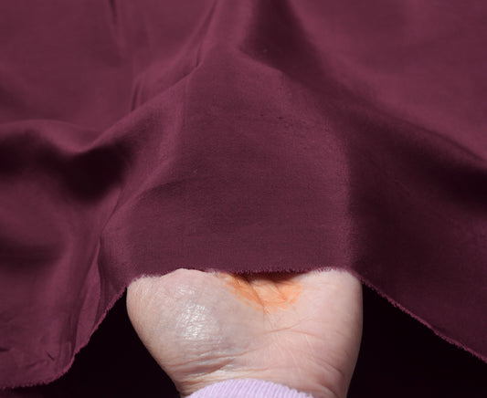 Sushila Vintage Burgundy Sari Remnant Scrap Pure Crepe Silk Soft 4YDCraft Fabric
