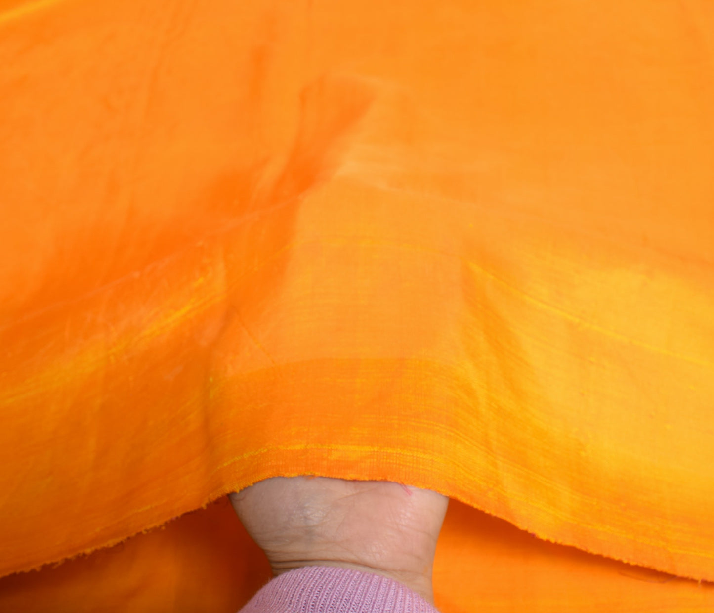 Sushila Vintage Yellow Orange Sari Remnant Scrap Pure Silk 5 YD Craft Fabric