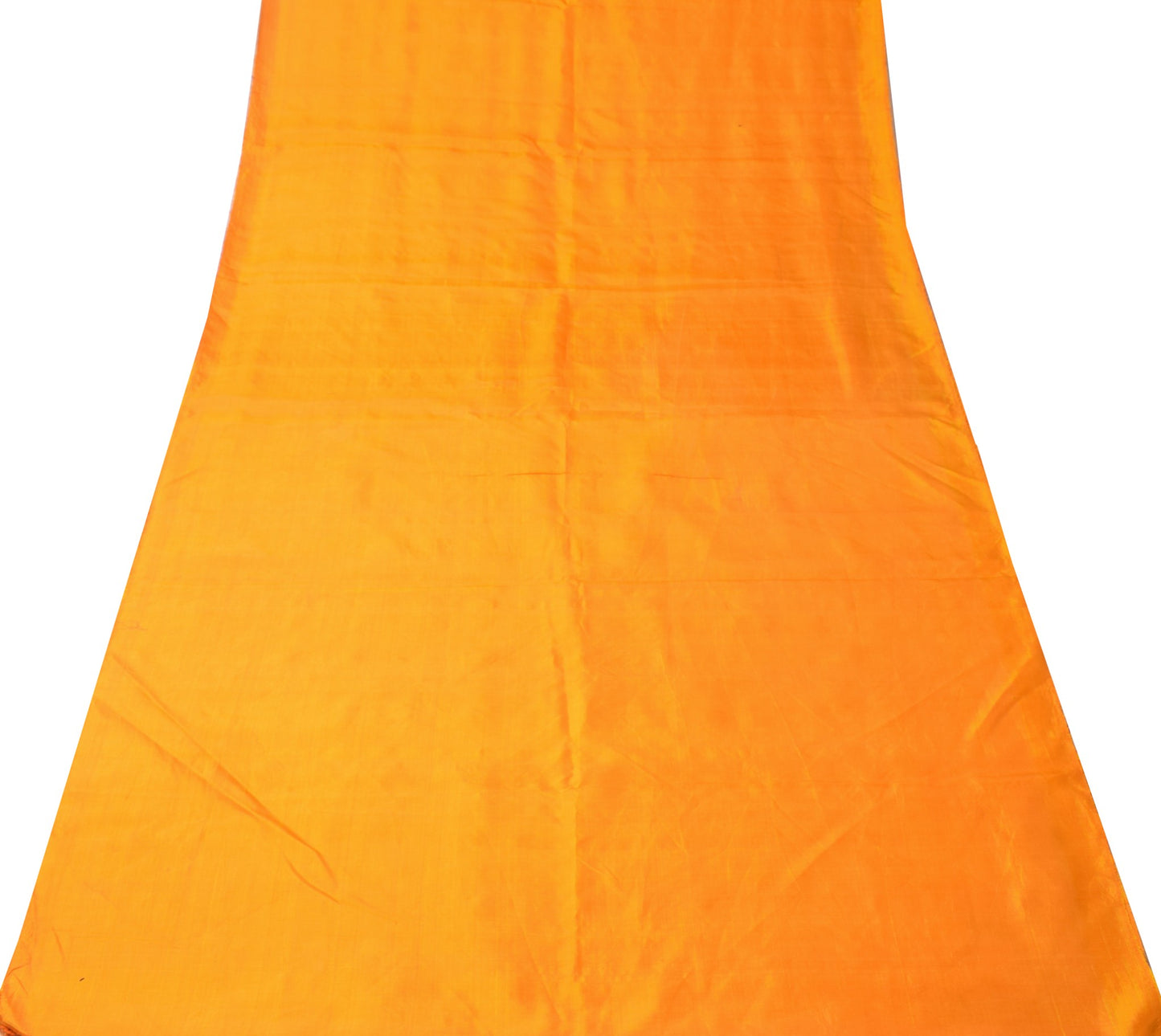 Sushila Vintage Yellow Orange Sari Remnant Scrap Pure Silk 5 YD Craft Fabric