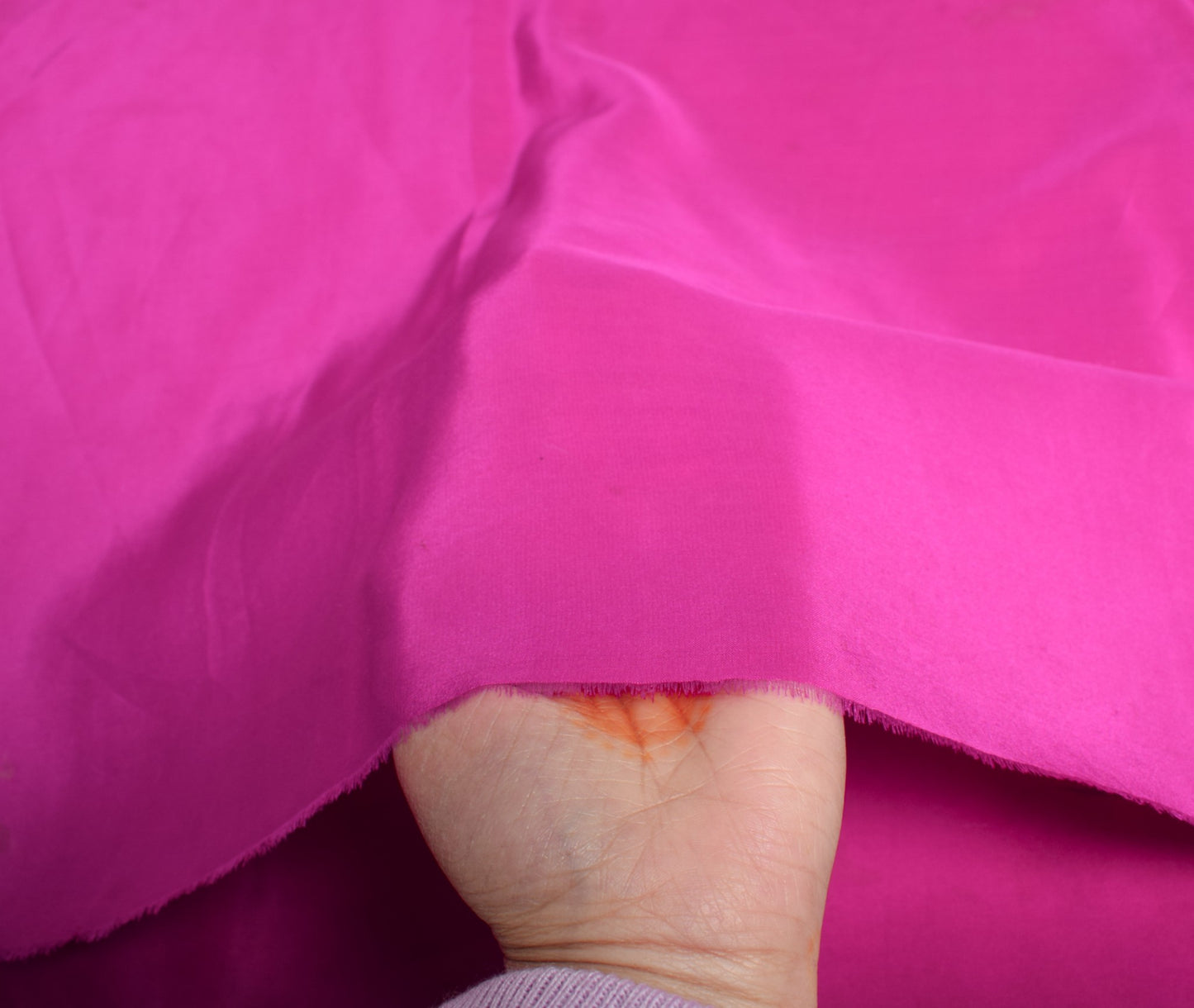 Sushila Vintage Fuchsia Pink Sari Remnant Scrap Pure Crepe Silk 4YD Craft Fabric